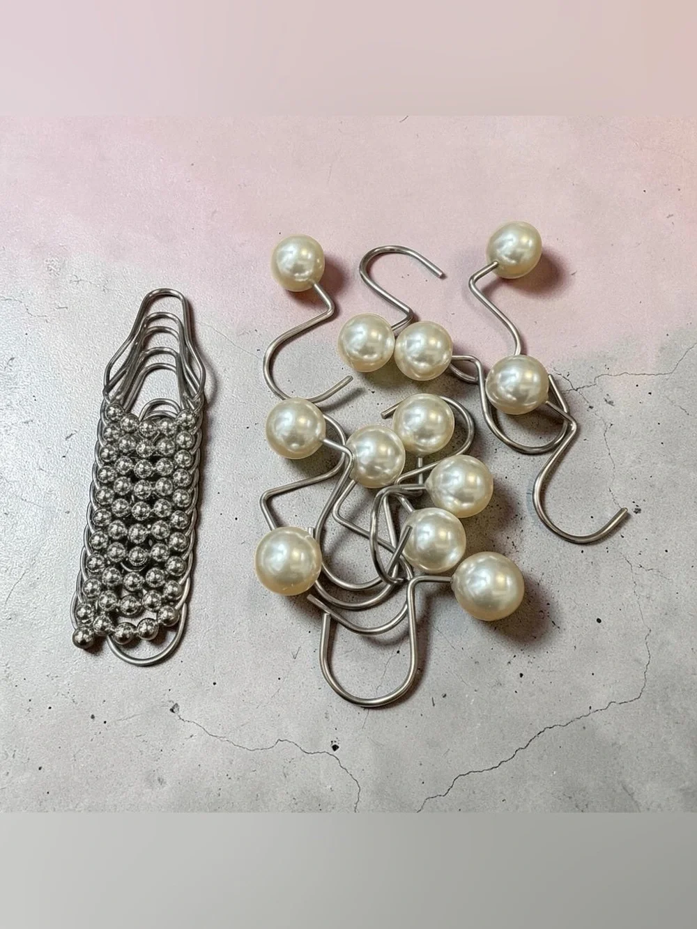 Assorted Decorative Curtain Hooks Pearl Silver Metal Drapery Rings Mixed Lot